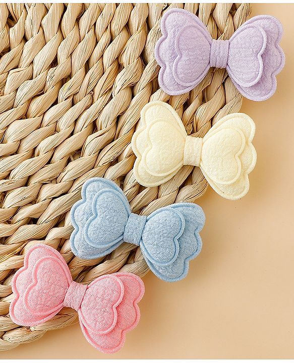Babyhug Free Size Bow & Butterfly Clips Pack Of 4 - Multicolor