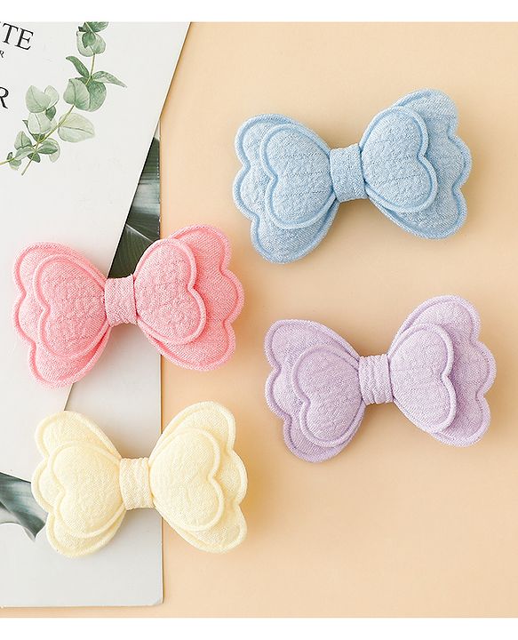 Babyhug Free Size Bow & Butterfly Clips Pack Of 4 - Multicolor