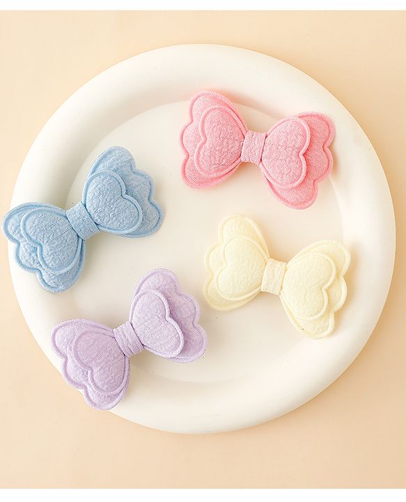Babyhug Free Size Bow & Butterfly Clips Pack Of 4 - Multicolor