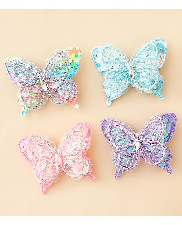 Babyhug Free Size Butterfly Clips Pack of 4 - Multicolor