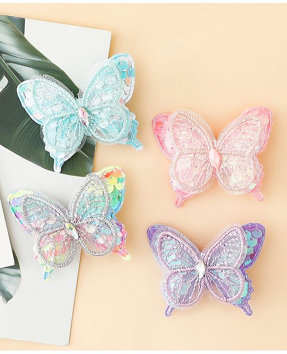 Babyhug Free Size Butterfly Clips Pack of 4 - Multicolor