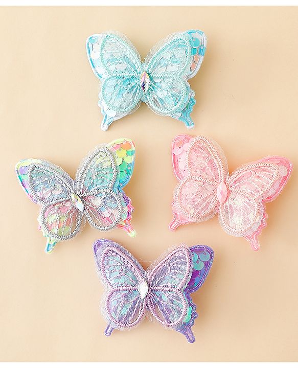 Babyhug Free Size Butterfly Clips Pack of 4 - Multicolor