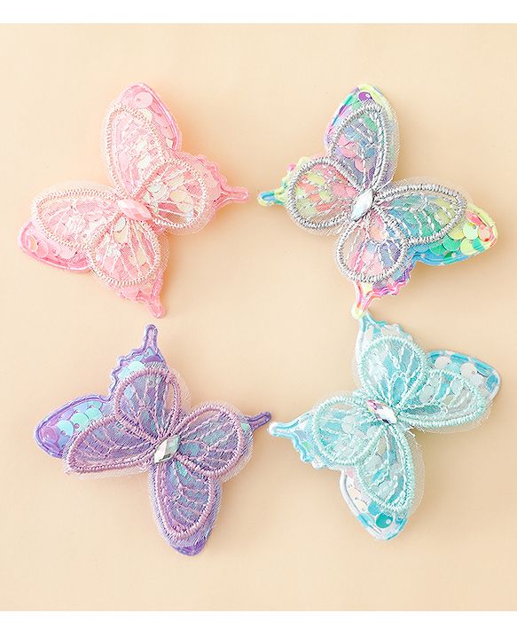 Babyhug Free Size Butterfly Clips Pack of 4 - Multicolor