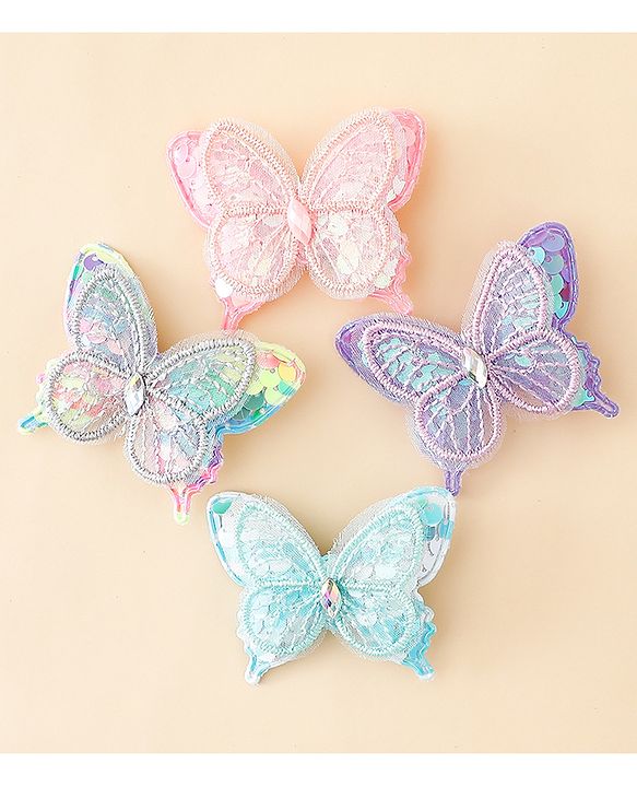 Babyhug Free Size Butterfly Clips Pack of 4 - Multicolor