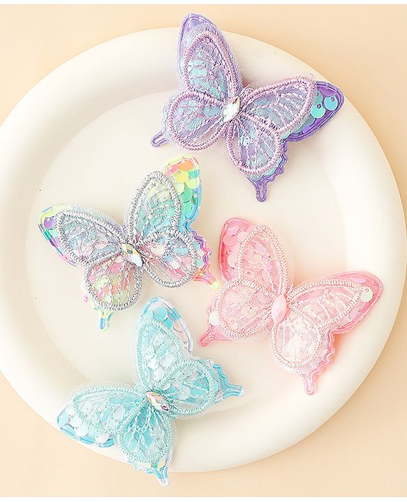 Babyhug Free Size Butterfly Clips Pack of 4 - Multicolor