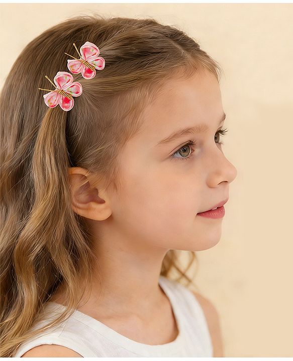 Babyhug Free Size Bow & Butterfly Clips Pack Of 2 - Pink