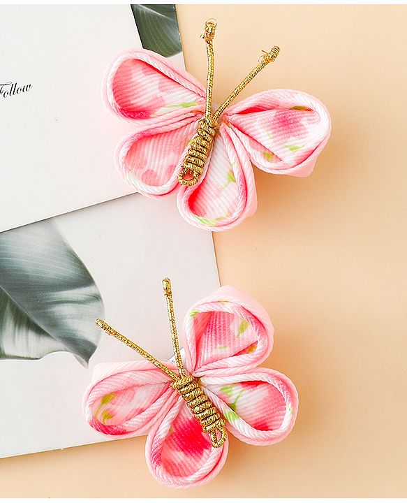 Babyhug Free Size Bow & Butterfly Clips Pack Of 2 - Pink