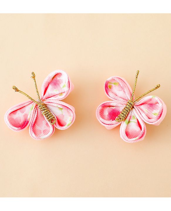 Babyhug Free Size Bow & Butterfly Clips Pack Of 2 - Pink