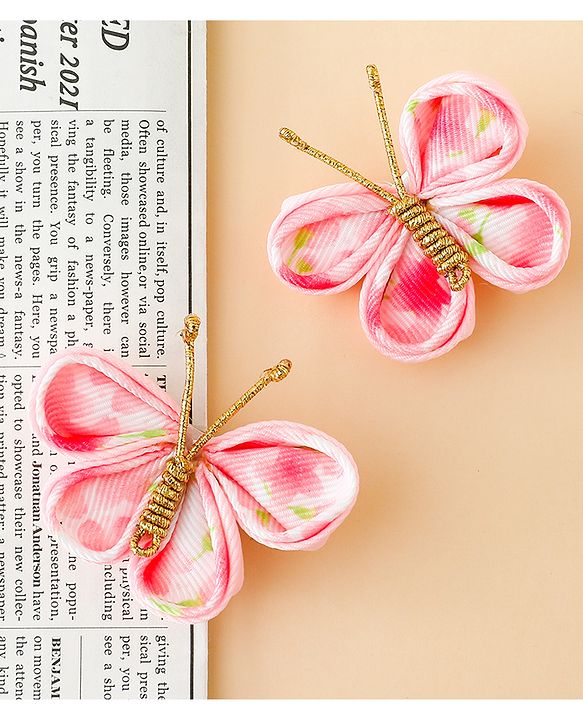 Babyhug Free Size Bow & Butterfly Clips Pack Of 2 - Pink
