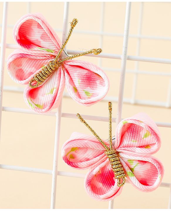 Babyhug Free Size Bow & Butterfly Clips Pack Of 2 - Pink