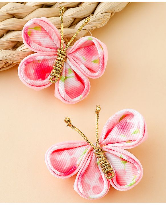 Babyhug Free Size Bow & Butterfly Clips Pack Of 2 - Pink