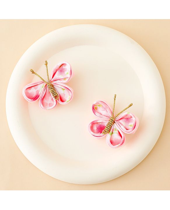 Babyhug Free Size Bow & Butterfly Clips Pack Of 2 - Pink