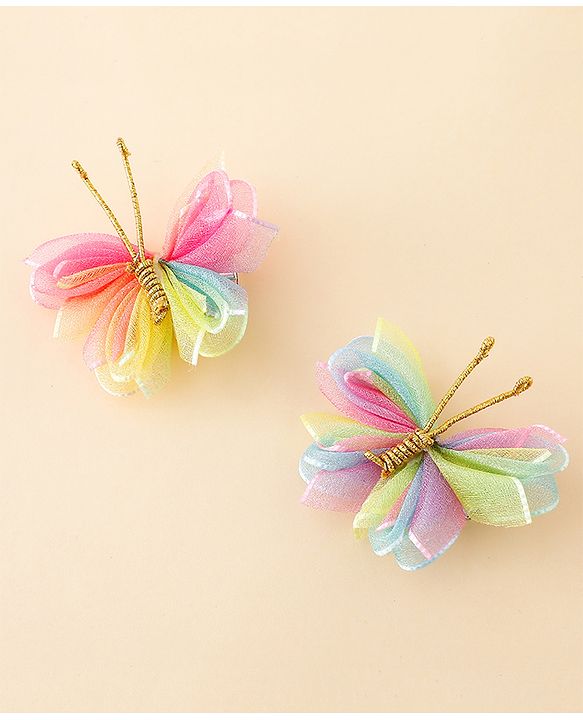 Babyhug Free Size Bow & Butterfly Clips Pack Of 2 - Pink