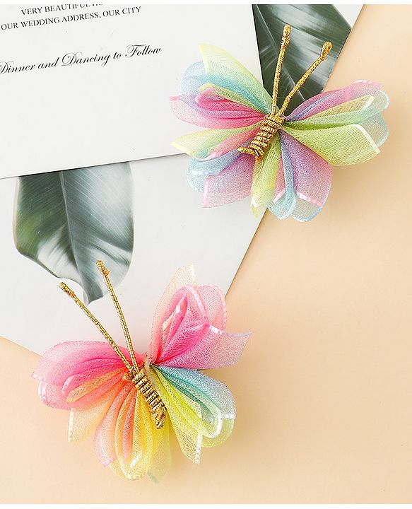 Babyhug Free Size Bow & Butterfly Clips Pack Of 2 - Pink