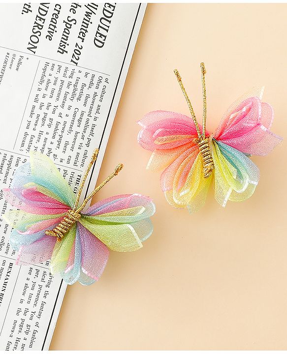 Babyhug Free Size Bow & Butterfly Clips Pack Of 2 - Pink