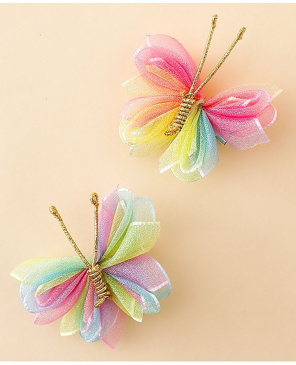 Babyhug Free Size Bow & Butterfly Clips Pack Of 2 - Pink