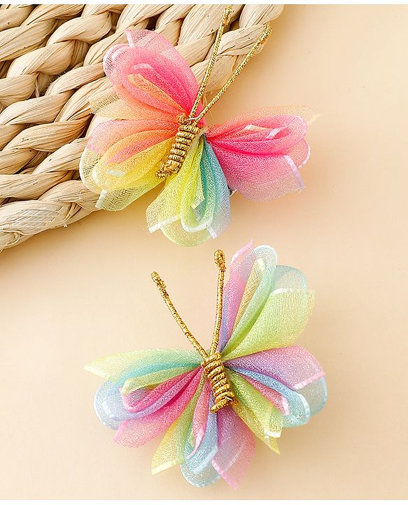 Babyhug Free Size Bow & Butterfly Clips Pack Of 2 - Pink