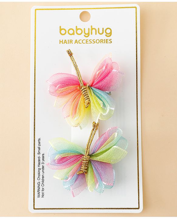 Babyhug Free Size Bow & Butterfly Clips Pack Of 2 - Pink