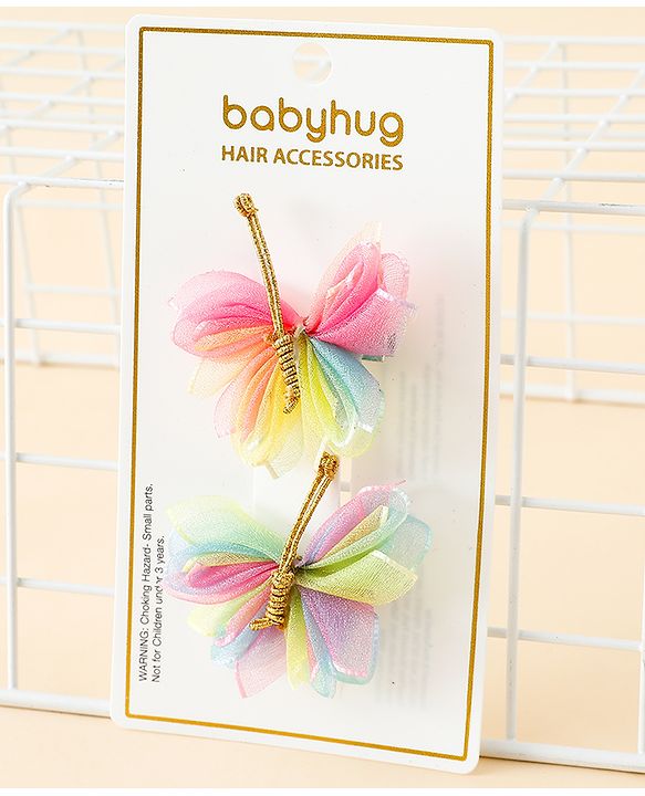 Babyhug Free Size Bow & Butterfly Clips Pack Of 2 - Pink