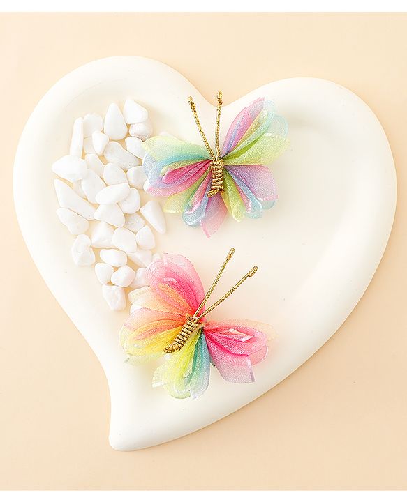 Babyhug Free Size Bow & Butterfly Clips Pack Of 2 - Pink