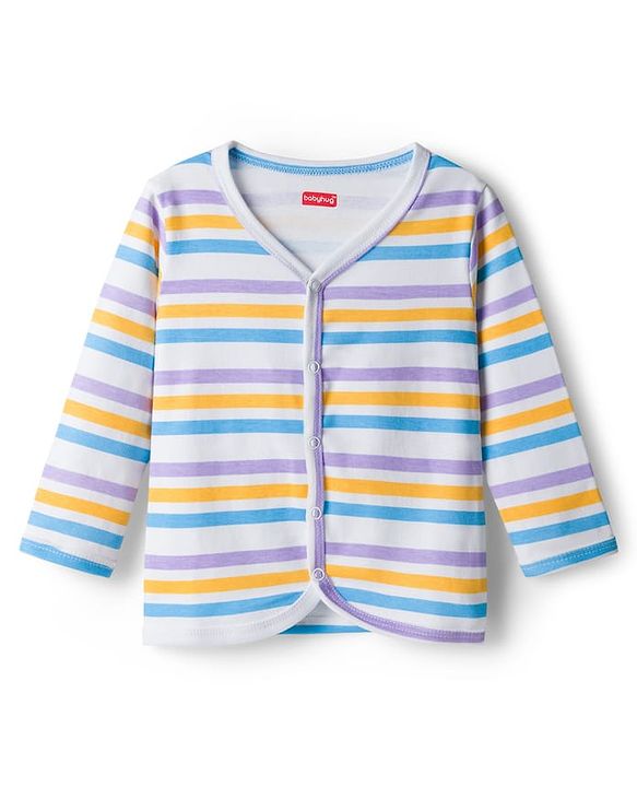 Babyhug Interlock Knit Jhablas With Vehicle Print Pack Of 3 - Purple Light Blue & White