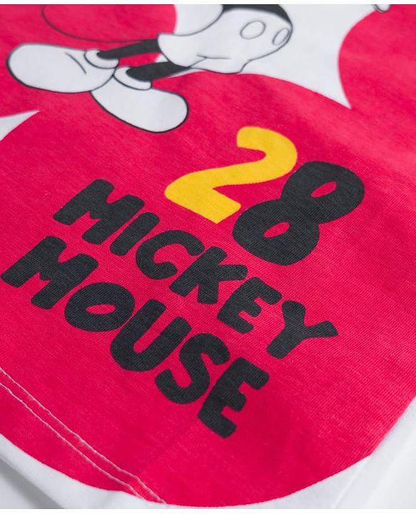 Babyhug Disney Single Jersey Knit Half Sleeves T-Shirt With Mickey Mouse Graphics - White