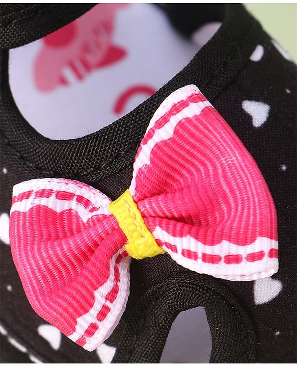 Cute Walk by Babyhug Velcro Closure Sandals with Bow Applique & Heart Print - Pink