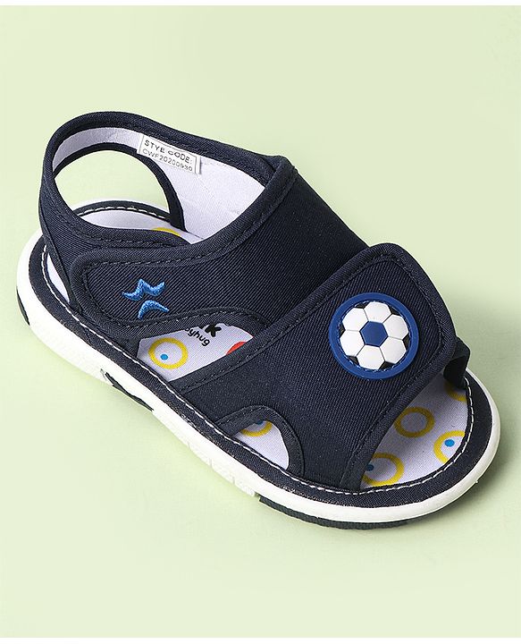 Cute Walk by Babyhug Velcro Closure Sandals With Football Applique - Navy Blue