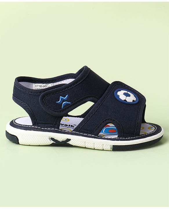 Cute Walk by Babyhug Velcro Closure Sandals With Football Applique - Navy Blue
