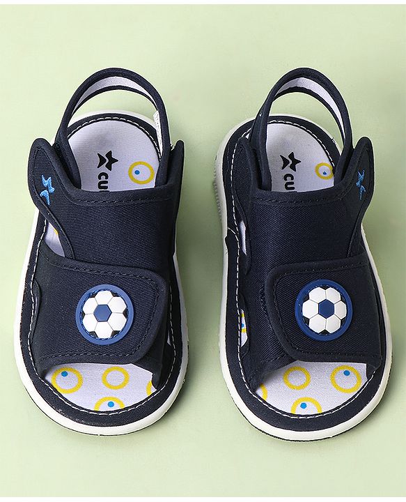 Cute Walk by Babyhug Velcro Closure Sandals With Football Applique - Navy Blue