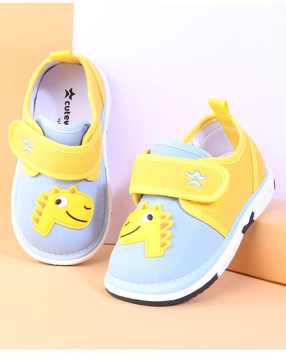 Cute Walk by Babyhug Casual Shoes With Velcro Closure & Dino Applique - Yellow
