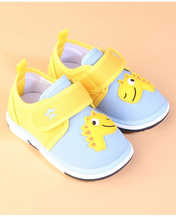Cute Walk by Babyhug Casual Shoes With Velcro Closure & Dino Applique - Yellow