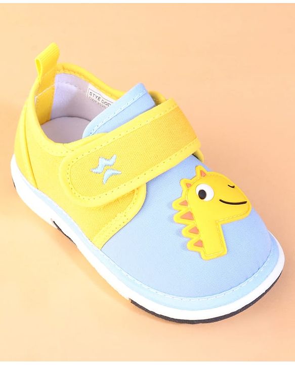 Cute Walk by Babyhug Casual Shoes With Velcro Closure & Dino Applique - Yellow