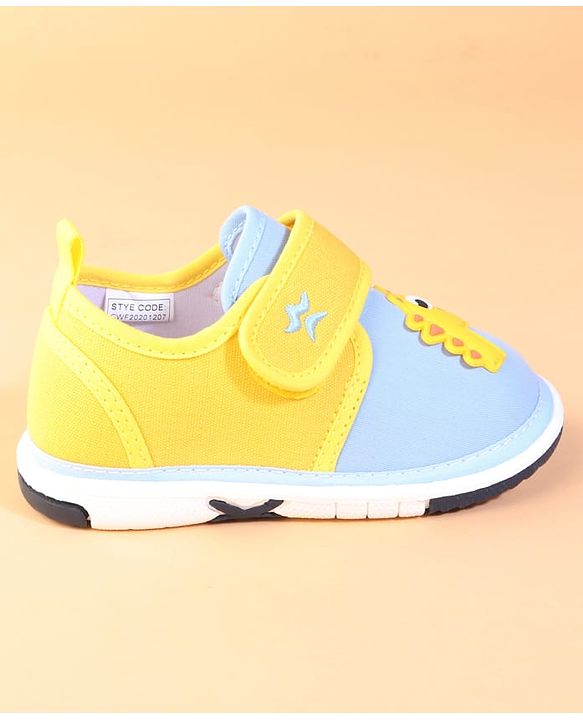 Cute Walk by Babyhug Casual Shoes With Velcro Closure & Dino Applique - Yellow