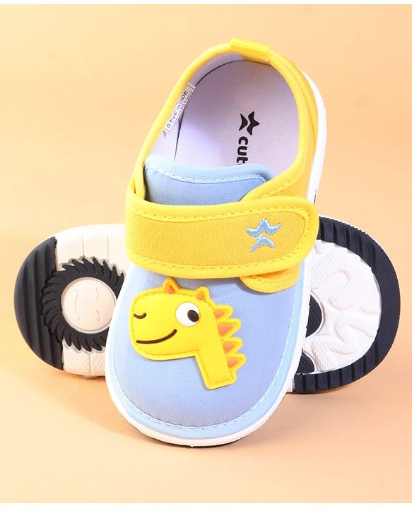 Cute Walk by Babyhug Casual Shoes With Velcro Closure & Dino Applique - Yellow