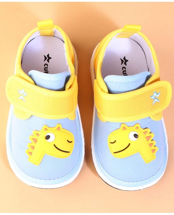 Cute Walk by Babyhug Casual Shoes With Velcro Closure & Dino Applique - Yellow