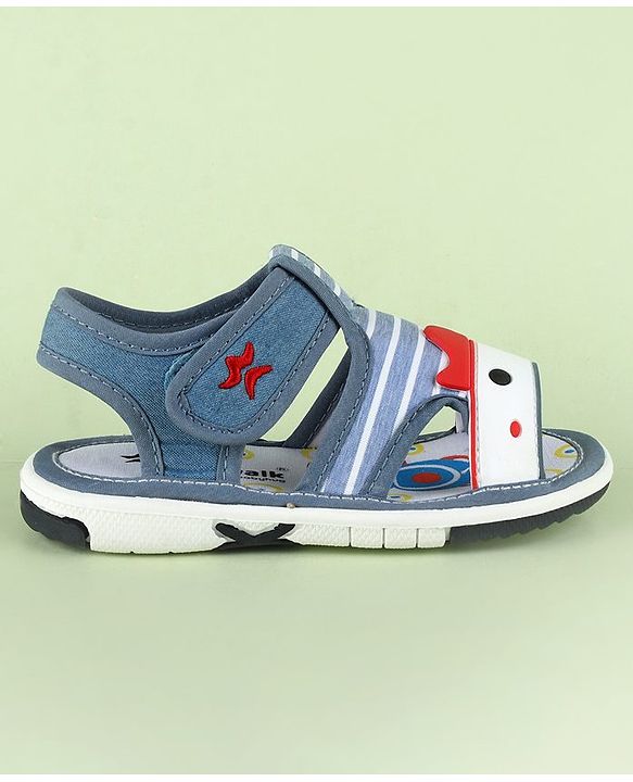 Cute Walk by Babyhug Sandals With Face Applique & Velcro Closure - Grey