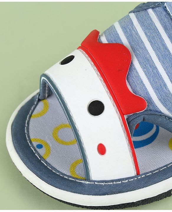 Cute Walk by Babyhug Sandals With Face Applique & Velcro Closure - Grey