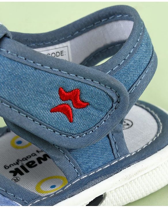 Cute Walk by Babyhug Sandals With Face Applique & Velcro Closure - Grey