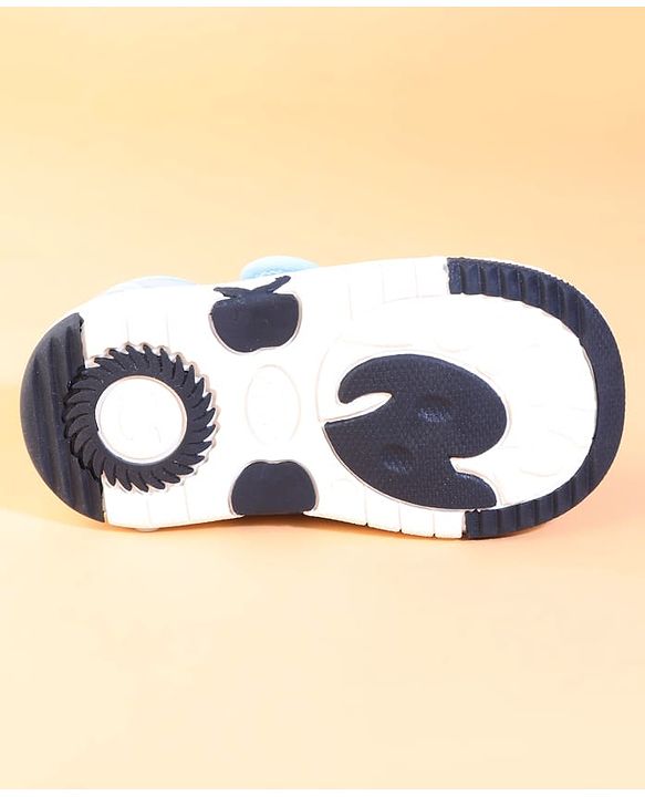 Cute Walk by Babyhug Velcro Closure Checks Casual Shoes With Cow Applique - Light Blue