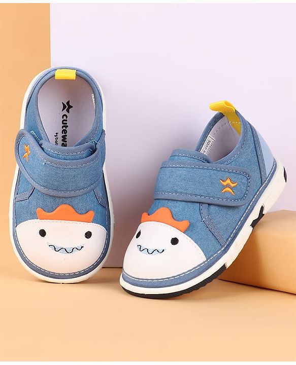 Cute Walk by Babyhug Velcro Closure Casual Shoes with Applique & Embroidery - Blue