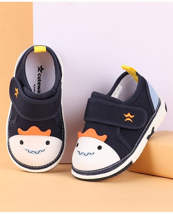 Cute Walk by Babyhug Velcro Closure Casual Shoes with Applique & Embroidery - Blue