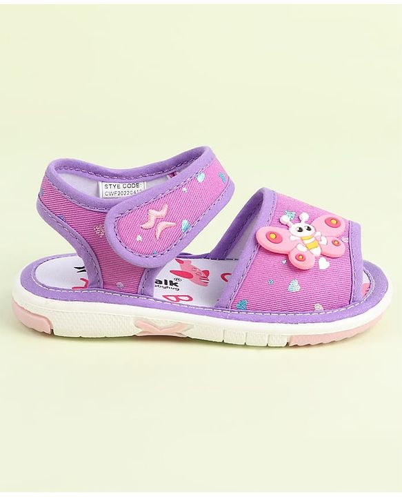 Cute Walk by Babyhug Velcro Closure Sandals with Butterfly Applique - Purple