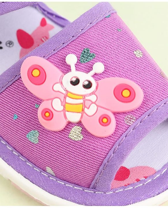Cute Walk by Babyhug Velcro Closure Sandals with Butterfly Applique - Purple