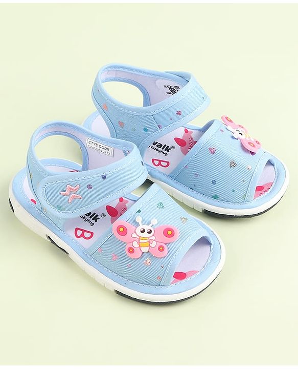 Cute Walk by Babyhug Velcro Closure Sandals with Butterfly Applique - Purple