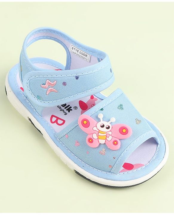 Cute Walk by Babyhug Velcro Closure Sandals with Butterfly Applique - Purple