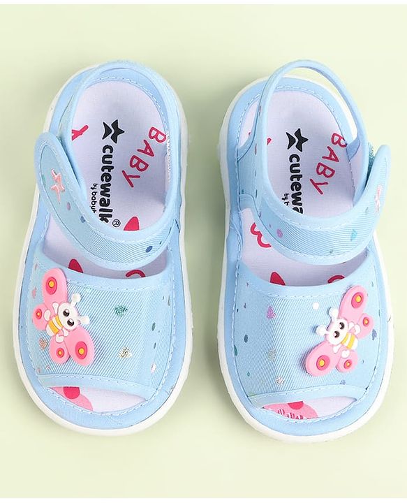Cute Walk by Babyhug Velcro Closure Sandals with Butterfly Applique - Purple