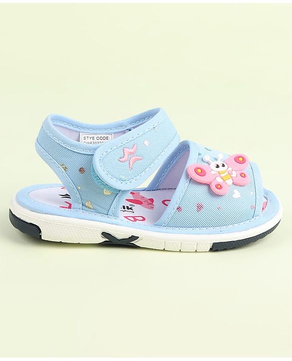 Cute Walk by Babyhug Velcro Closure Sandals with Butterfly Applique - Purple