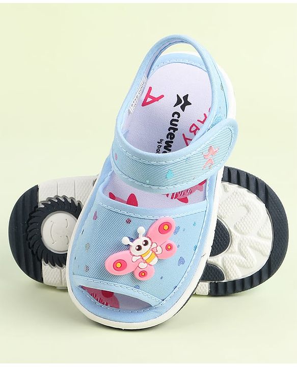 Cute Walk by Babyhug Velcro Closure Sandals with Butterfly Applique - Purple
