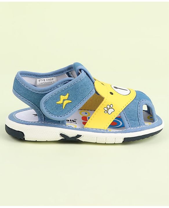 Cute Walk by Babyhug Velcro Closure Sandals With Teddy Bear Applique - Royal Blue